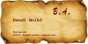 Bendl Anikó névjegykártya